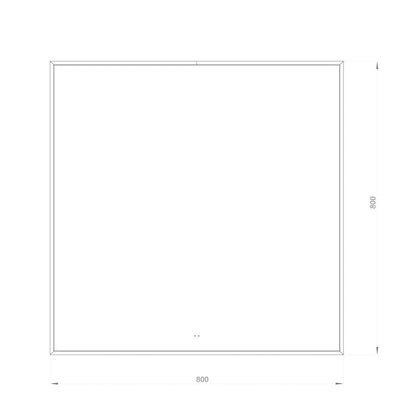 Fyrkantig spegel med LED-ljus i ram och värme 80x80 cm, guld ram