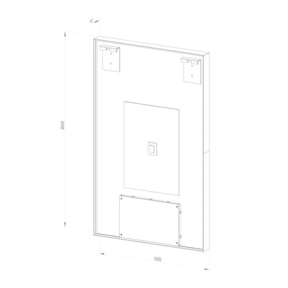 Fyrkantig spegel med LED-ljus i ram och värme 50x80 cm, guld ram