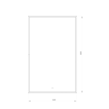 Fyrkantig spegel med LED-ljus i ram och värme 50x80 cm, guld ram