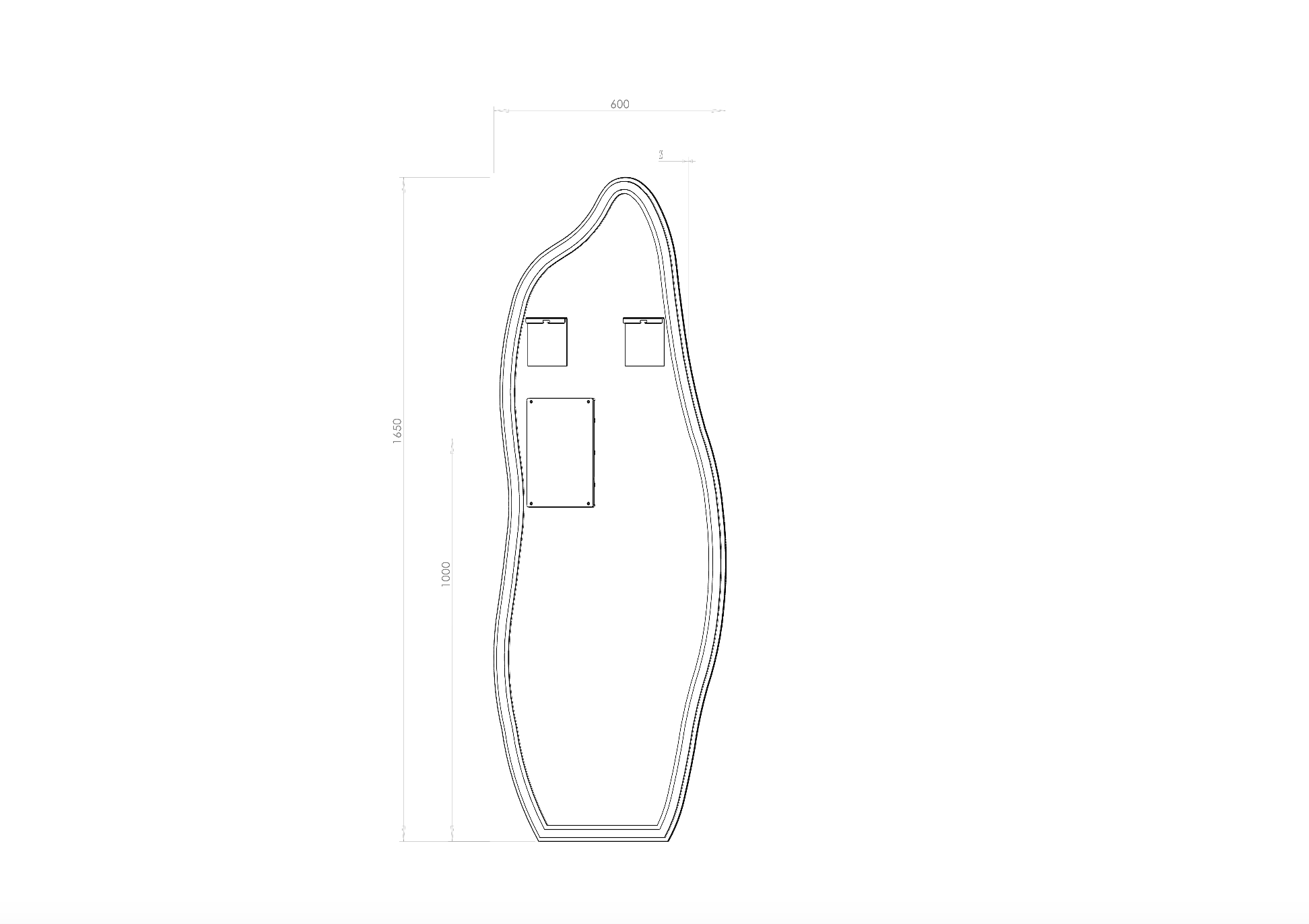 Køb asymmetrisk fuldkropsspejl med LED-lys til væg 60x165 cm