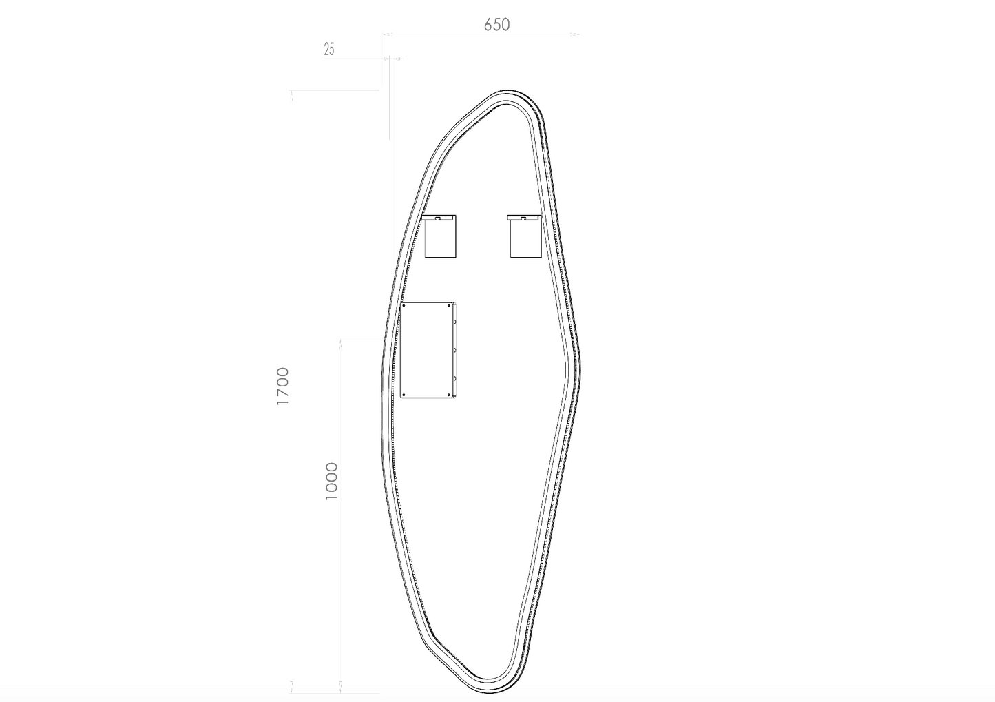 Køb asymmetrisk fuldkropsspejl med LED-lys til væg 65x170 cm