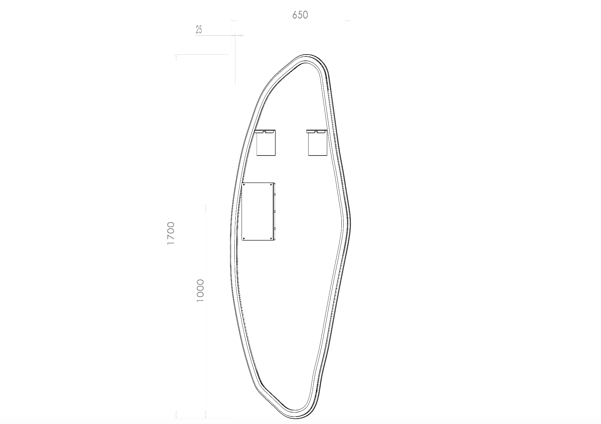 Køb asymmetrisk fuldkropsspejl med LED-lys til væg 65x170 cm