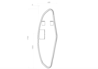 Køb asymmetrisk fuldkropsspejl med LED-lys til væg 65x170 cm