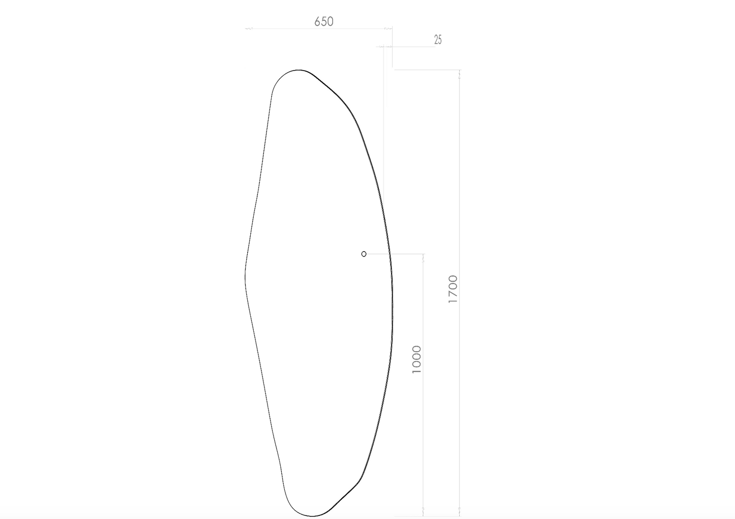 Køb asymmetrisk fuldkropsspejl med LED-lys til væg 65x170 cm