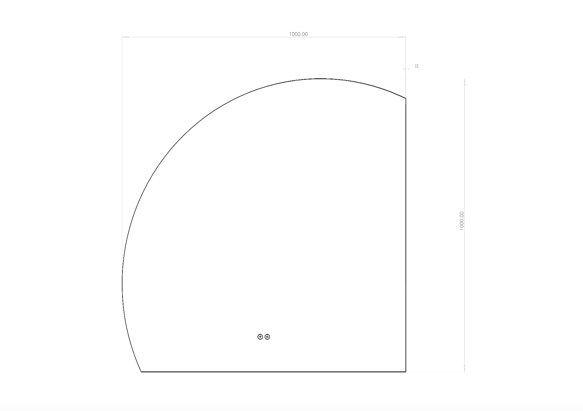 Køb halvcirkel spejl med LED-lys og antidug 100x100 cm (Venstrevendt)