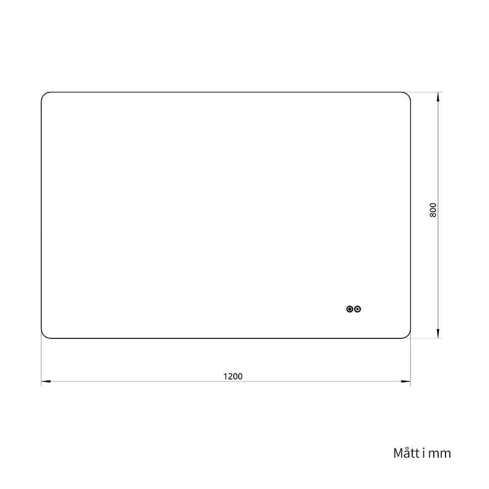 Rektangulär spegel med LED-ljus och värme, 120x80 cm