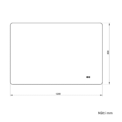 Rektangulär spegel med LED-ljus och värme, 120x80 cm