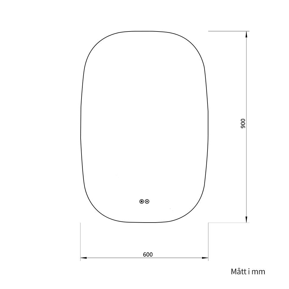 Ellipsformad spegel med LED-ljus och Antidim 60x90 cm