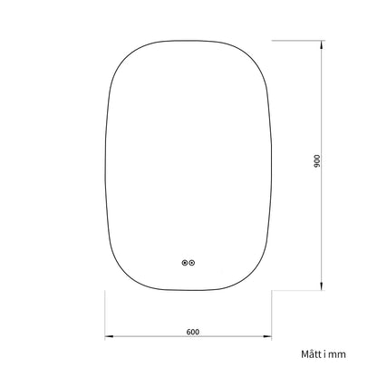 Ellipsformad spegel med LED-ljus och Antidim 60x90 cm