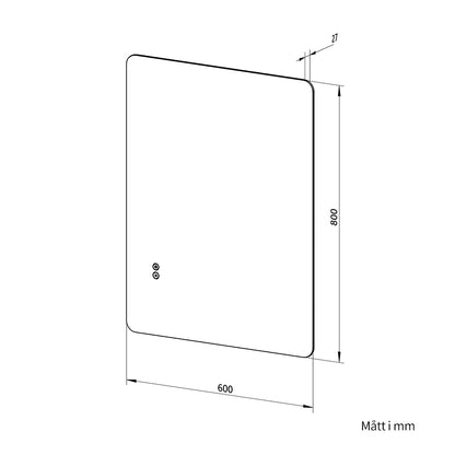 Rektangulärt Spegel med LED-ljus och Imfritt 60x80 cm