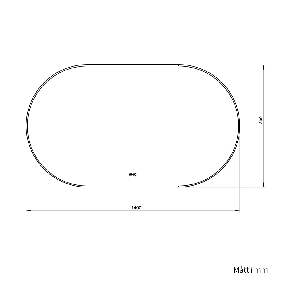 Oval Spegel med LED-ljus och Antidimma 140x80 cm m/svart ram