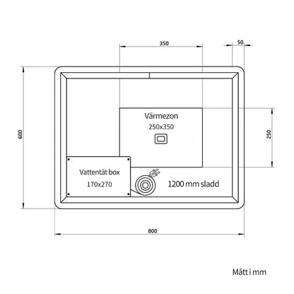 Rektangulär Spegel med LED-ljus och Imfri 80x60 cm