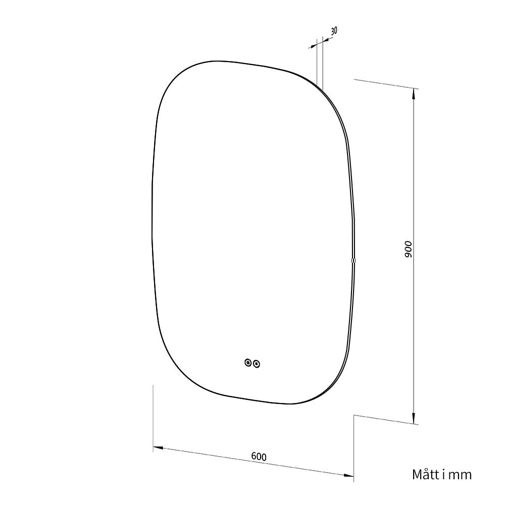 Ellipsformad spegel med LED-ljus och Antidim 60x90 cm