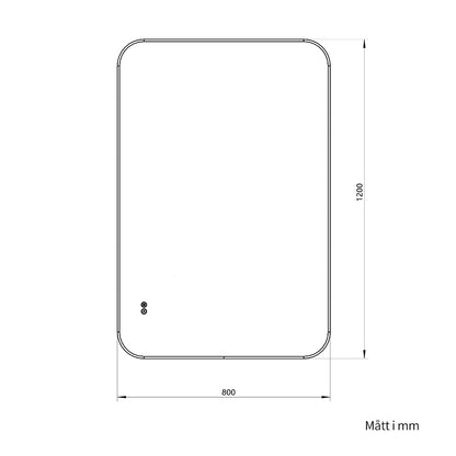 Rektangulär spegel, med LED-ljus och värme, 80x120 cm - Svart ram, runda hörn
