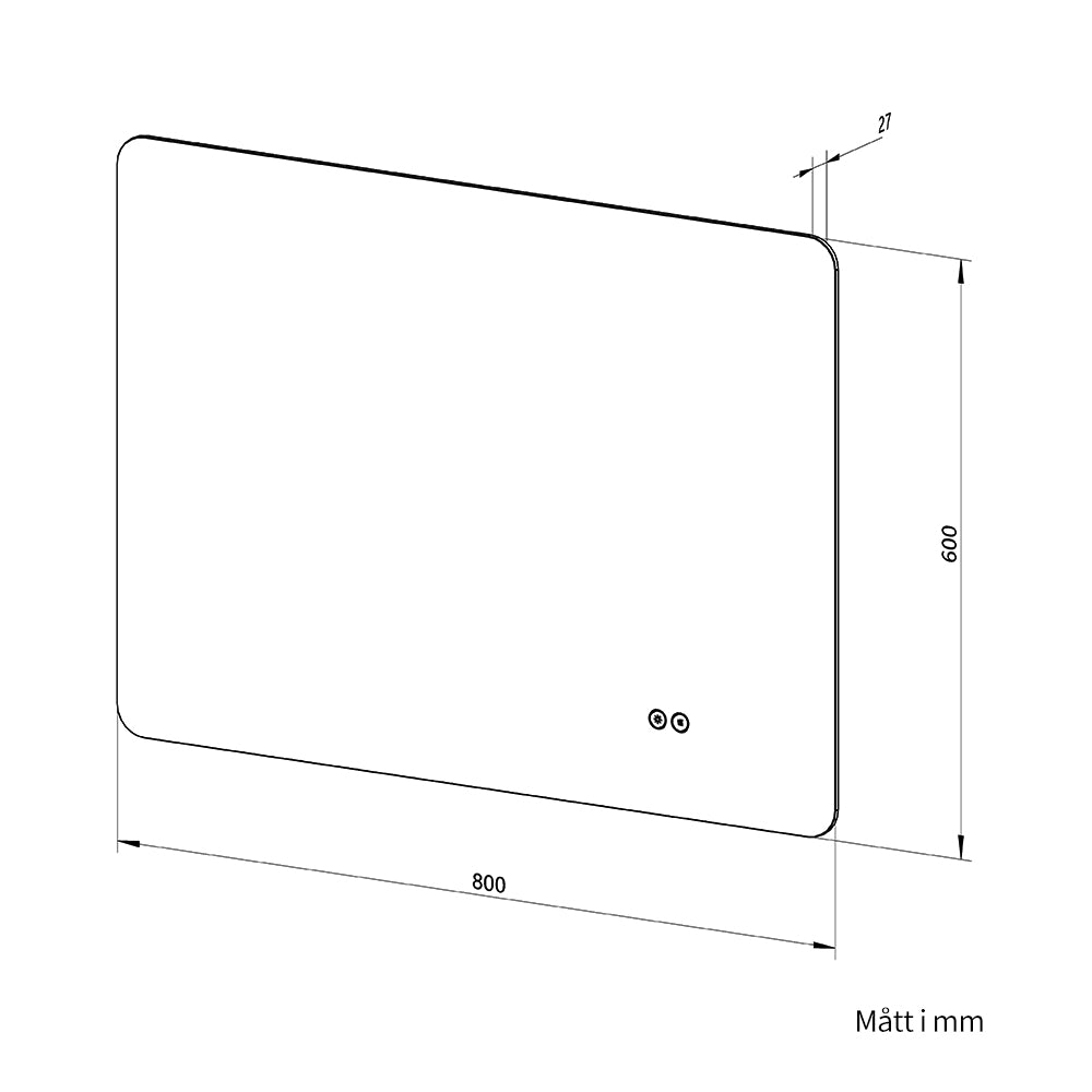 Rektangulär Spegel med LED-ljus och Imfri 80x60 cm