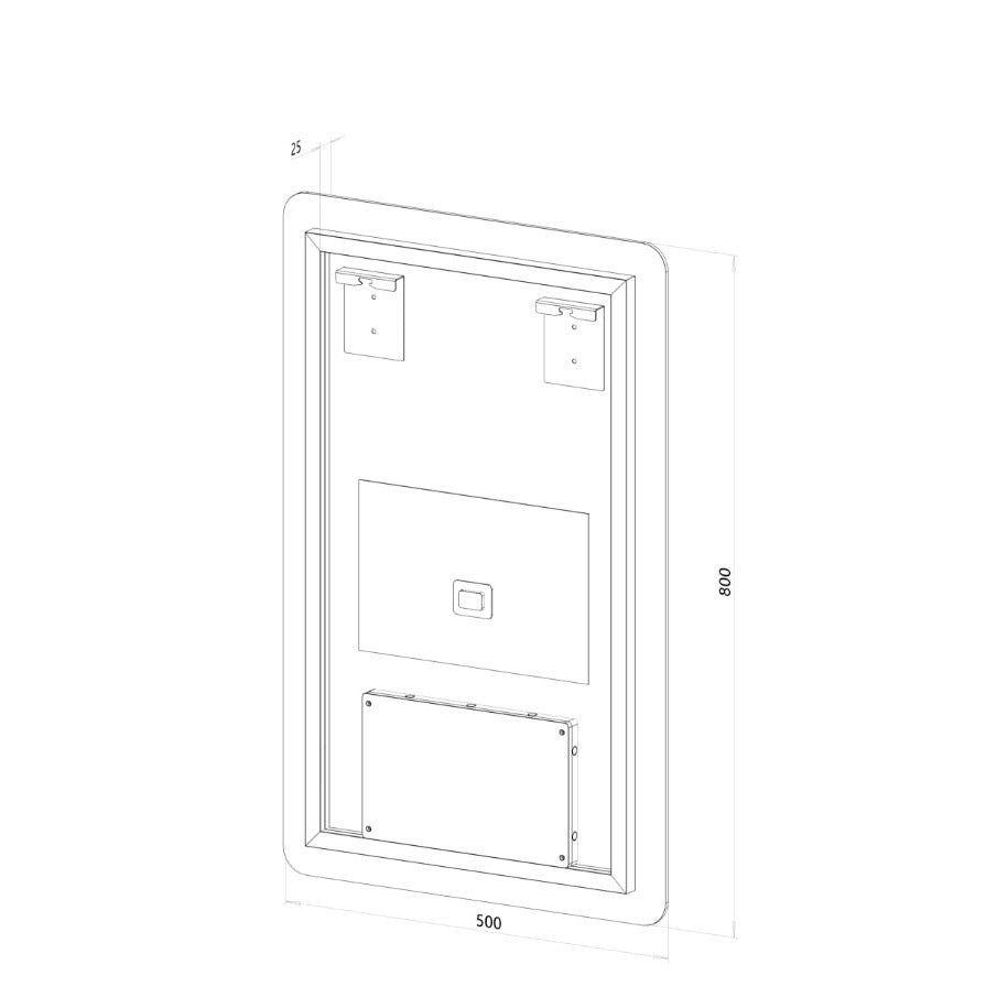 Rektangulär spegel med LED-ljus och värme, 50x80 cm