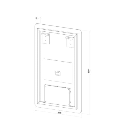 Rektangulär spegel med LED-ljus och värme, 50x80 cm
