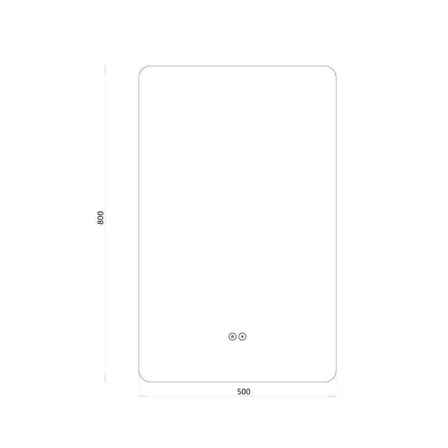 Rektangulär spegel med LED-ljus och värme, 50x80 cm