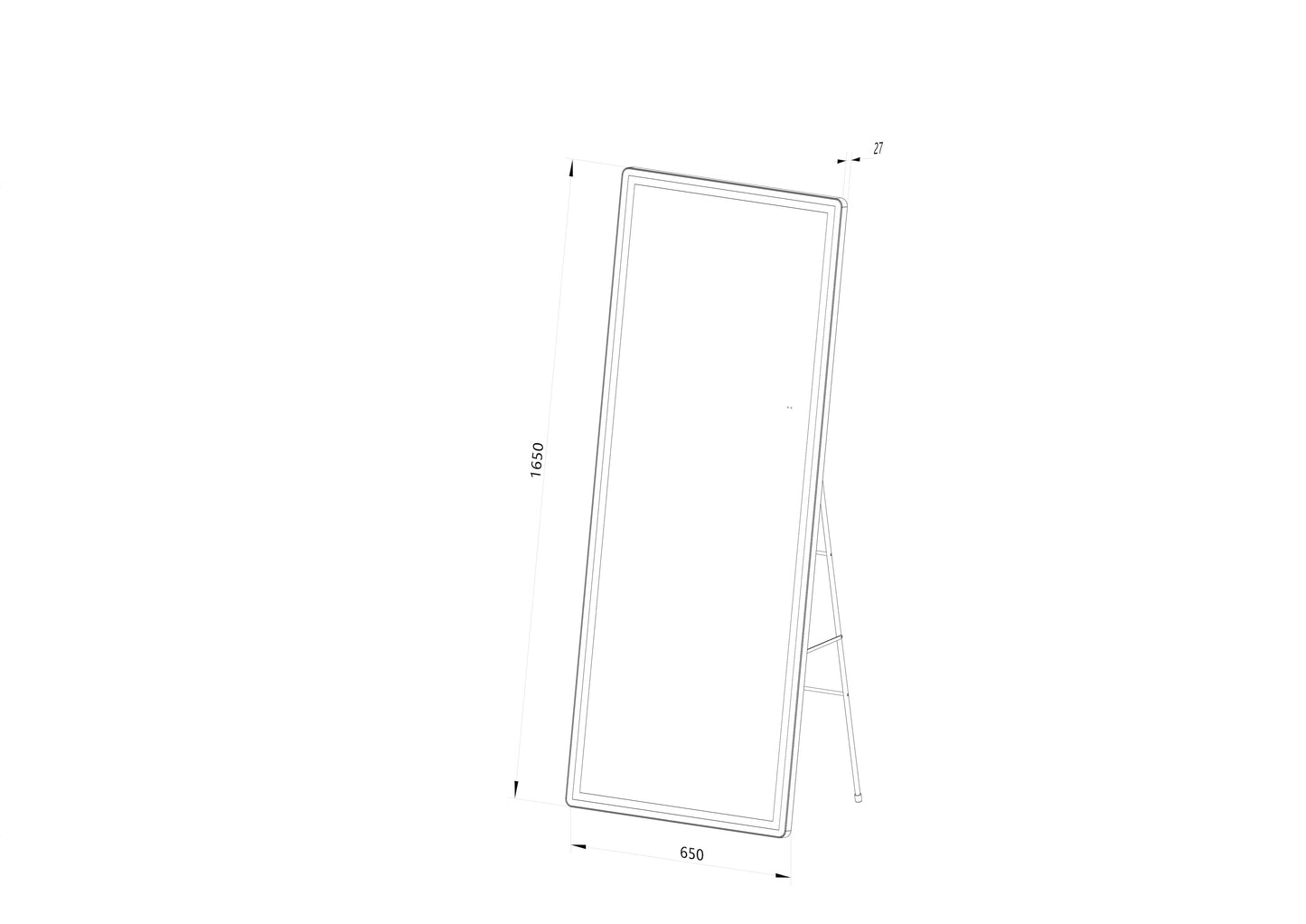 Helkroppsspegel med LED-ljus 65x165 cm för både golv och vägg