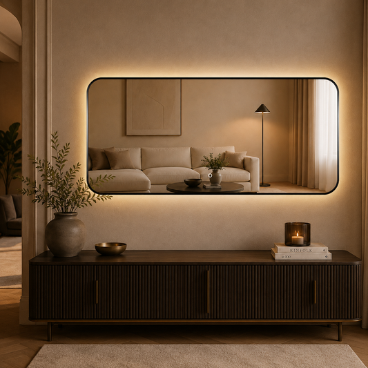 Rektangulär spegel med LED-ljus 180x80 cm - Svart ram
