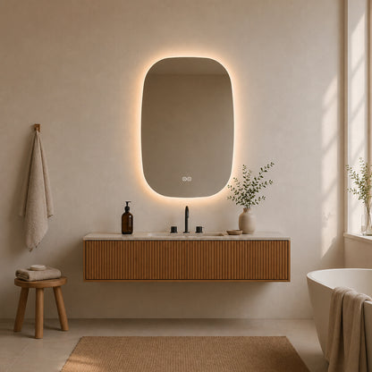 Ellipsformad spegel med LED-ljus och Antidim 60x90 cm