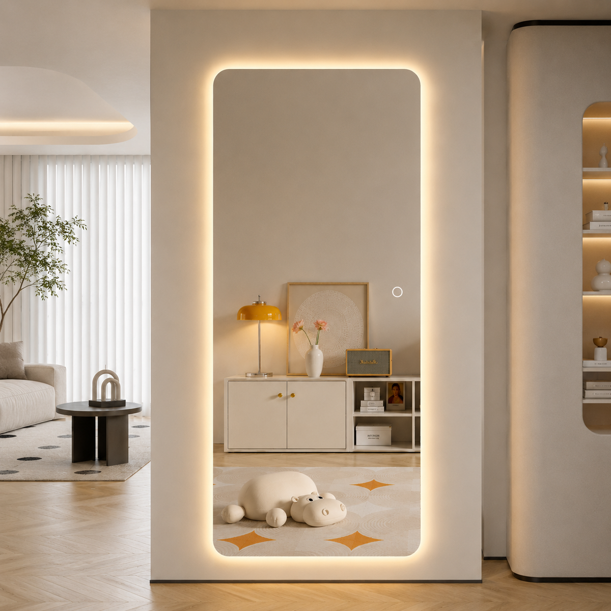 Helkroppsspegel för hemmet med LED-ljus 70x170 cm