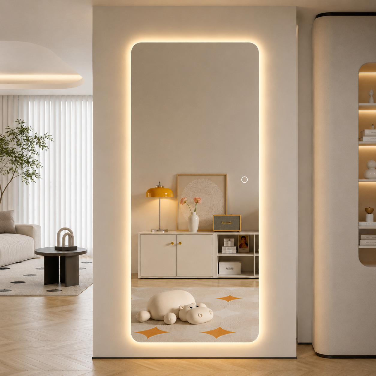Helkroppsspegel för hemmet med LED-ljus 70x170 cm