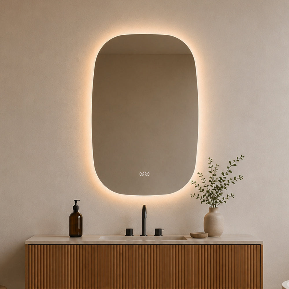 Ellipsformad spegel med LED-ljus och Antidim 60x90 cm