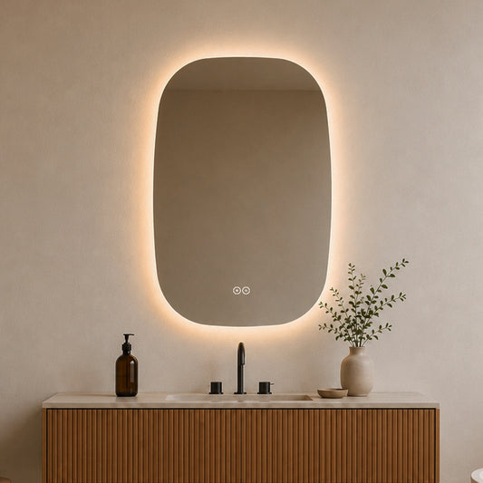Ellipsformad spegel med LED-ljus och Antidim 60x90 cm