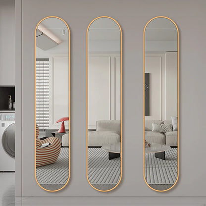 Oval fullängdsspegel, 26x160 cm - Guld ram