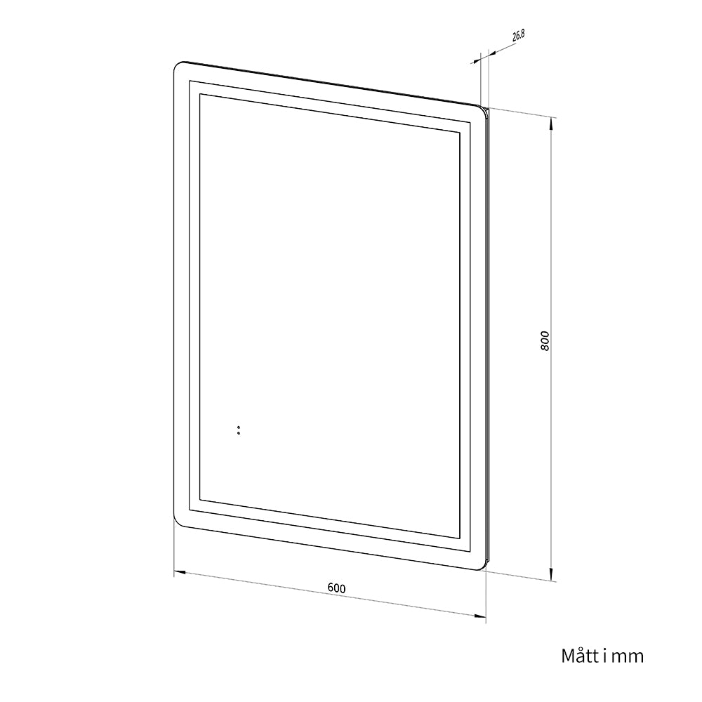 Fyrkantig spegel med Frontlight LED-ljus och värme 60x80 cm