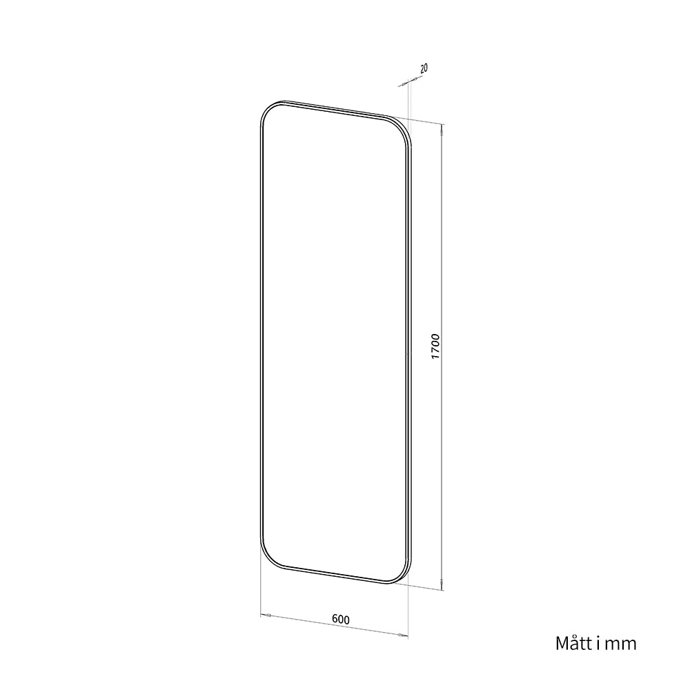 Helkroppsspegel 60x170 cm - Svart ram