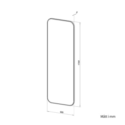 Helkroppsspegel 60x170 cm - Svart ram