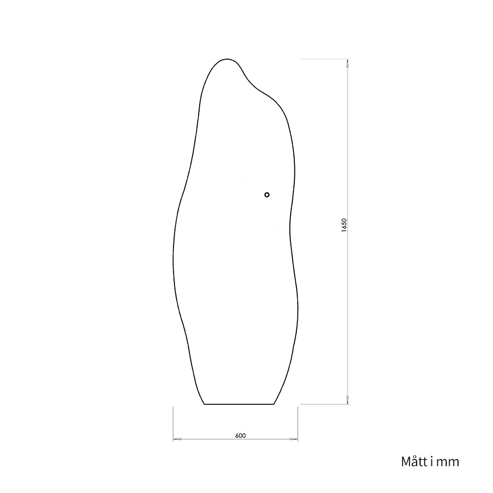Asymmetrisk helkroppsspegel med LED-ljus för vägg 60x165 cm