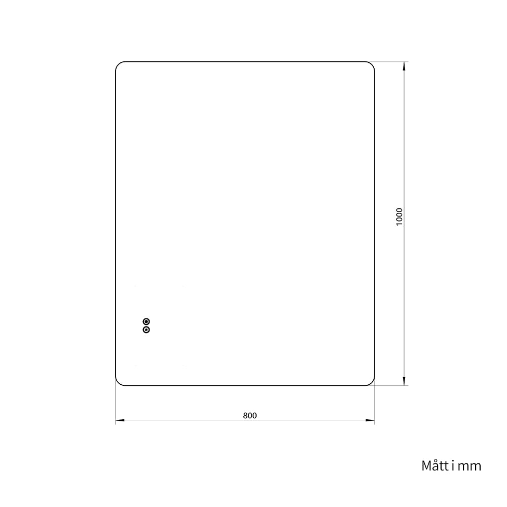 Rektangulär spegel med LED-ljus och värme, 80x100 cm
