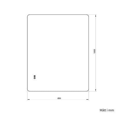 Rektangulär spegel med LED-ljus och värme, 80x100 cm