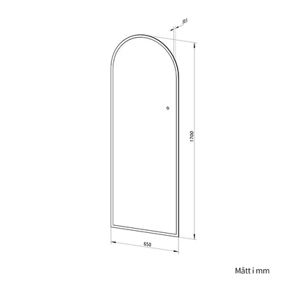 Helfigur Spegel med LED-ljus 65x170 cm, välvd topp