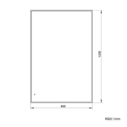 Fyrkantig spegel med LED-ljus i ram och värme 80x120 cm, svart ram