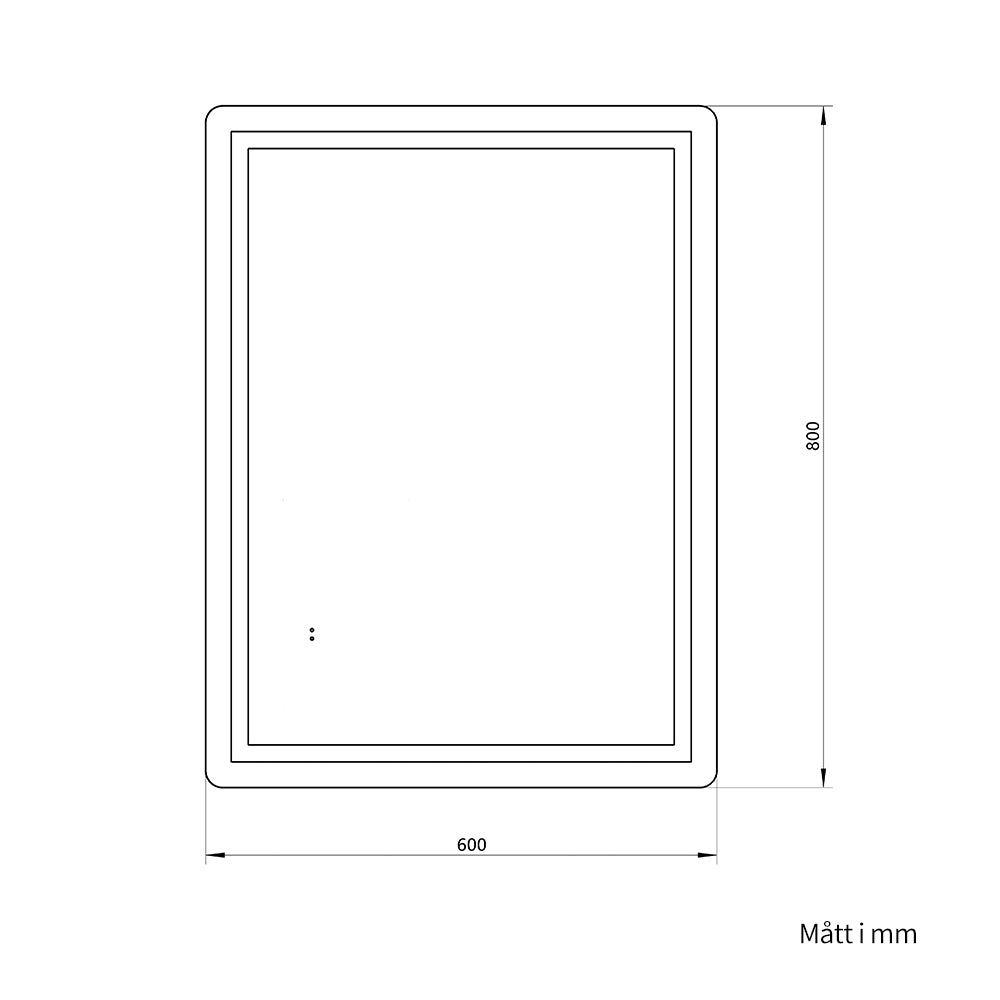 Fyrkantig spegel med Frontlight LED-ljus och värme 60x80 cm