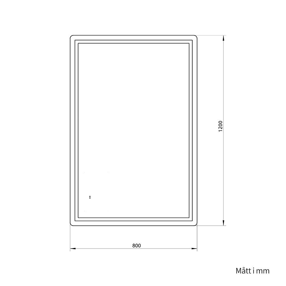 Fyrkantig spegel med Frontlight LED-ljus och värme 80x120 cm