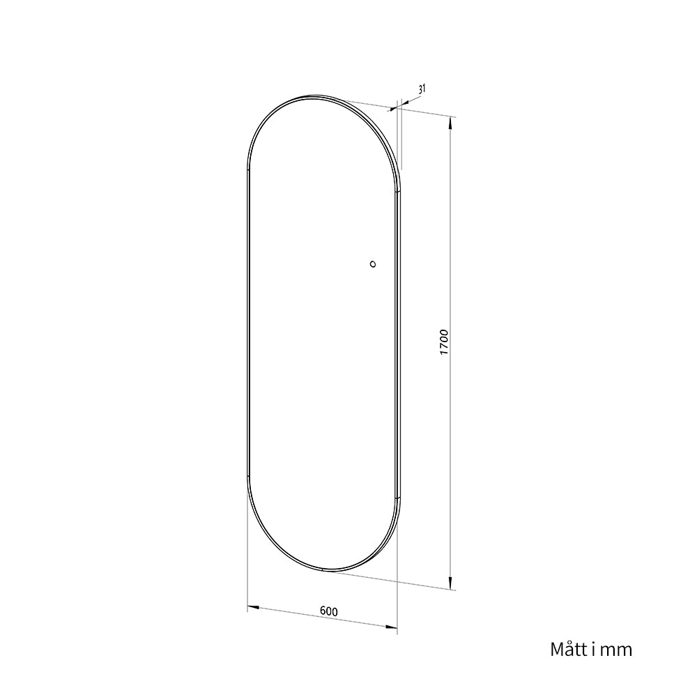 Helkroppsspegel Oval Spegel med LED-ljus 60x170 cm - Guld ram