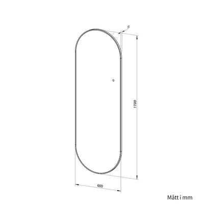 Helkroppsspegel Oval Spegel med LED-ljus 60x170 cm - Guld ram