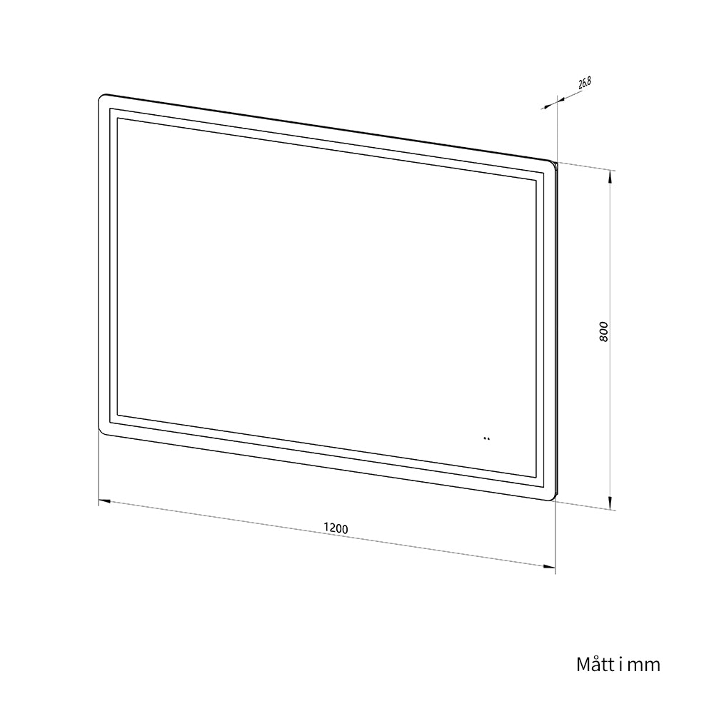 Fyrkantig spegel med Frontlight LED-ljus och värme 120x80 cm
