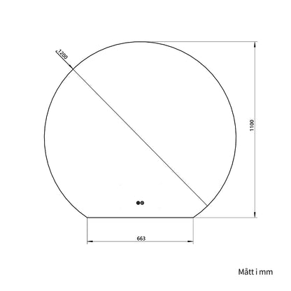 Rund spegel med LED-ljus och värme, Ø120 cm - Skuren