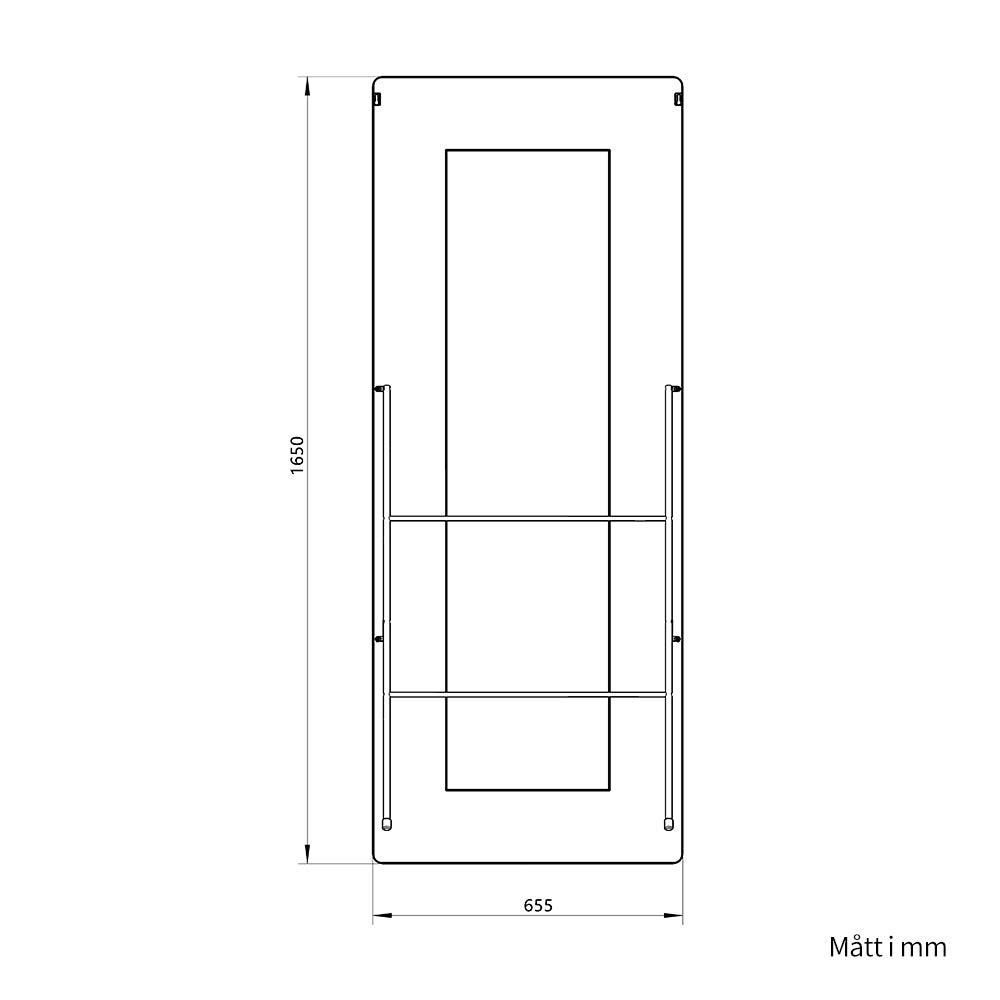 Helkroppsspegel med LED-ljus 65x165 cm för både golv och vägg