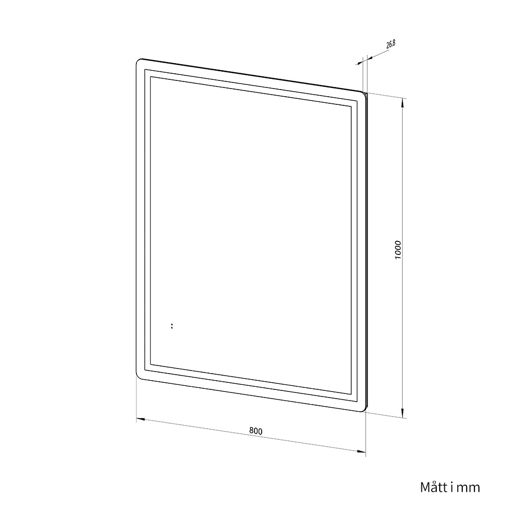 Fyrkantig spegel med Frontlight LED-ljus och värme 80x100 cm