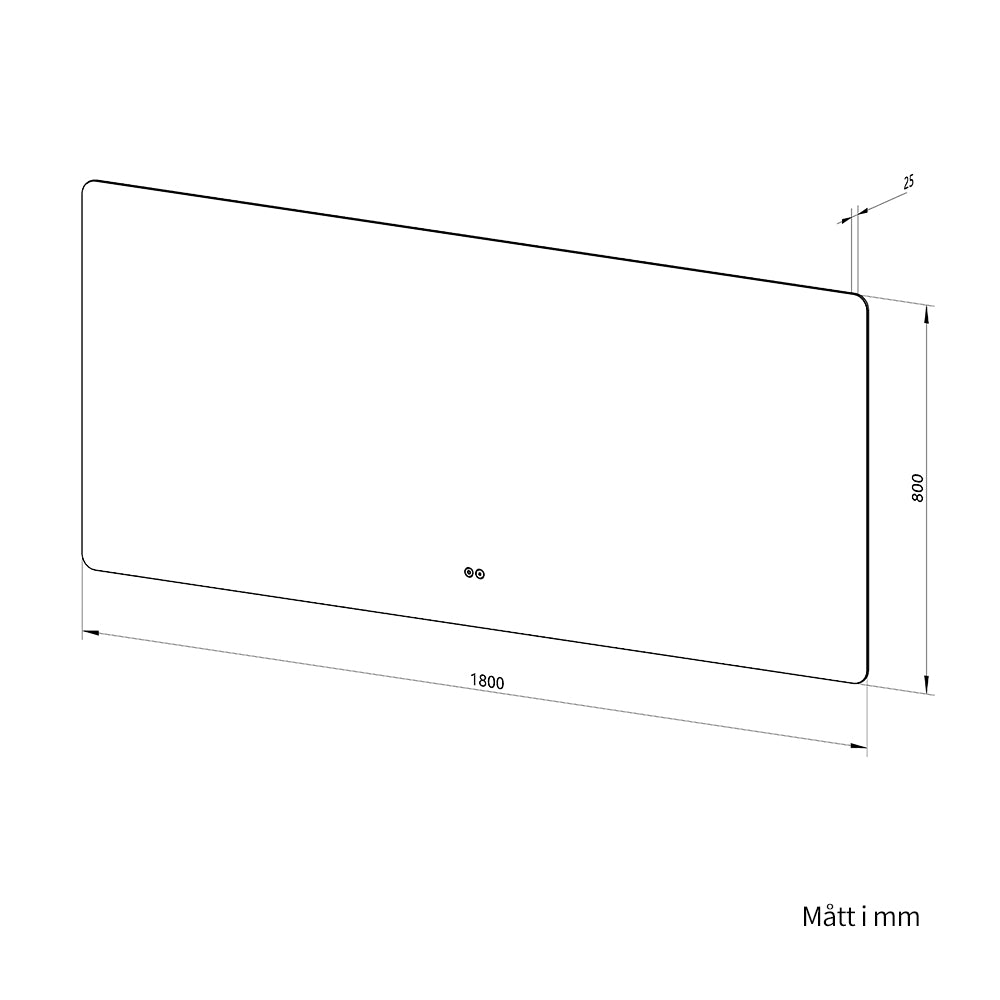 Rektangulär spegel med LED-ljus och värme 180x80 cm