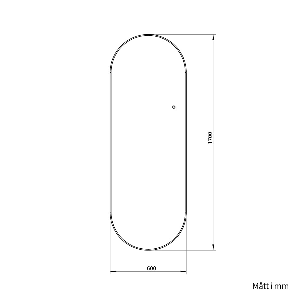 Helkroppsspegel Oval Spegel med LED-ljus 60x170 cm - Guld ram