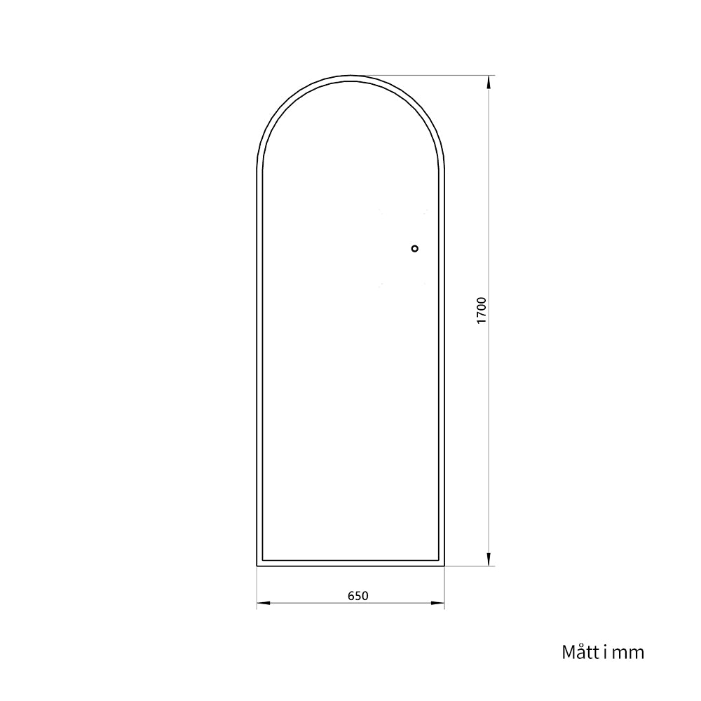 Helfigur Spegel med LED-ljus 65x170 cm, välvd topp