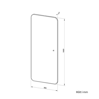 Helkroppsspegel med LED-ljus 80x180 cm - Svart ram
